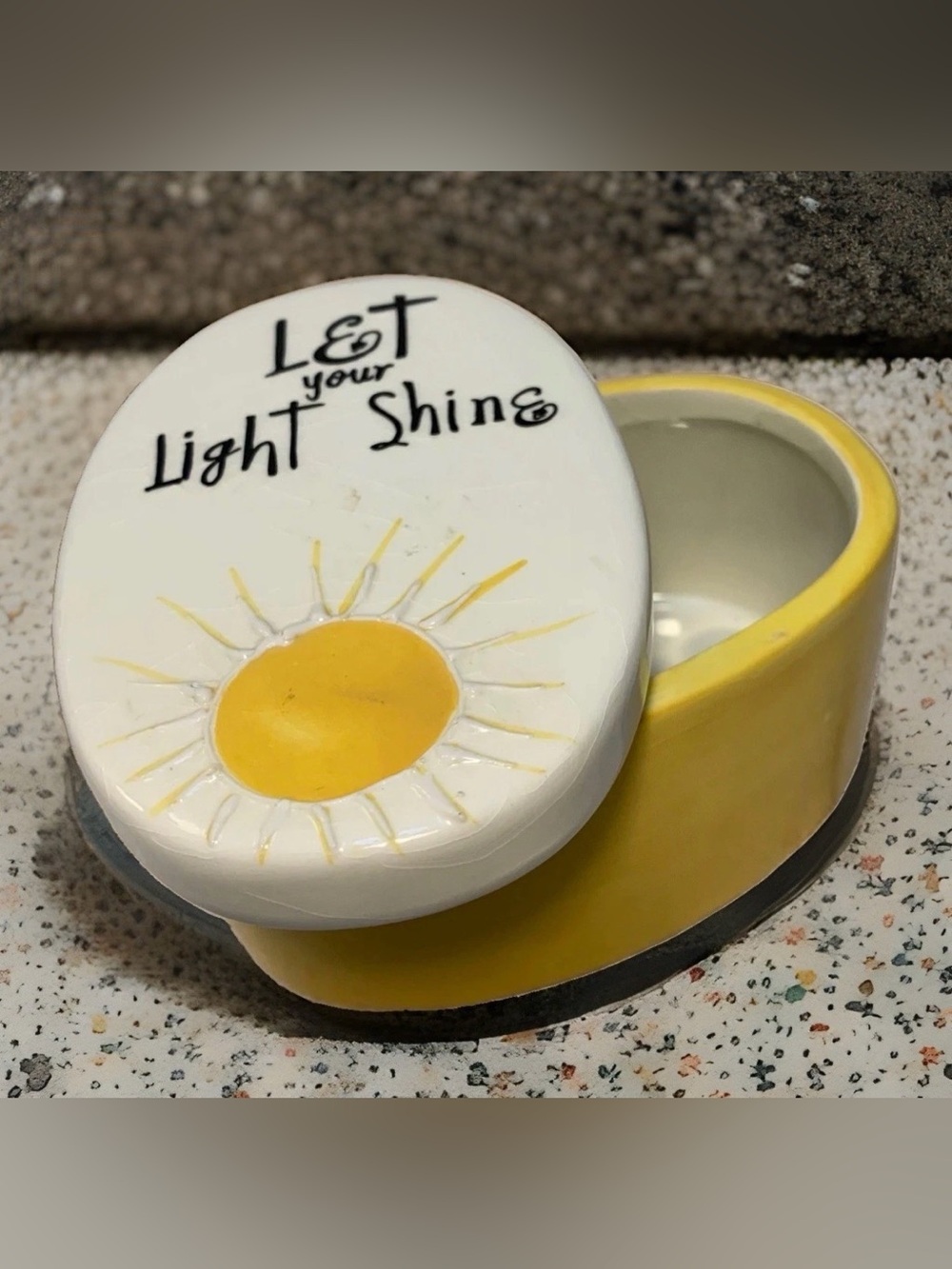 Let your Light Shine Sentiment Inspiration Blessings Keepsake Yellow Box Trinket